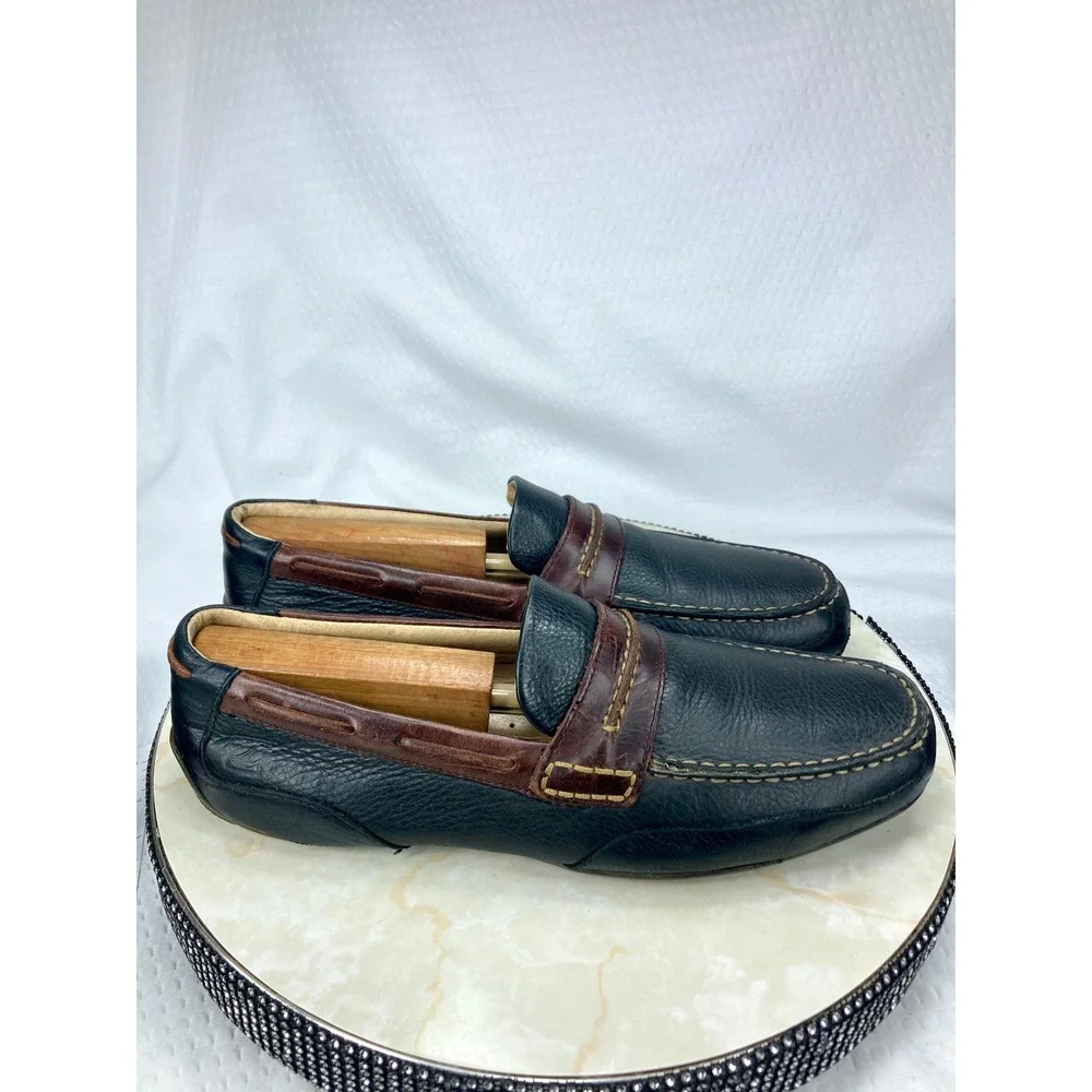 Sperry Top Sider Slip On Driving Loafer Shoes Mens Size 11 Black Leather Preppy